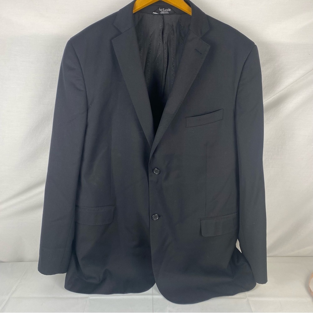 Guy Laroche Black super 100’s wool suit jacket men 48L lined jacket.